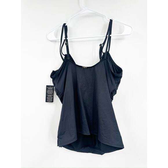 Lauren Ralph Lauren Double Strap Black Tankini Swimsuit Top Size 16 NWT - Picture 3 of 5